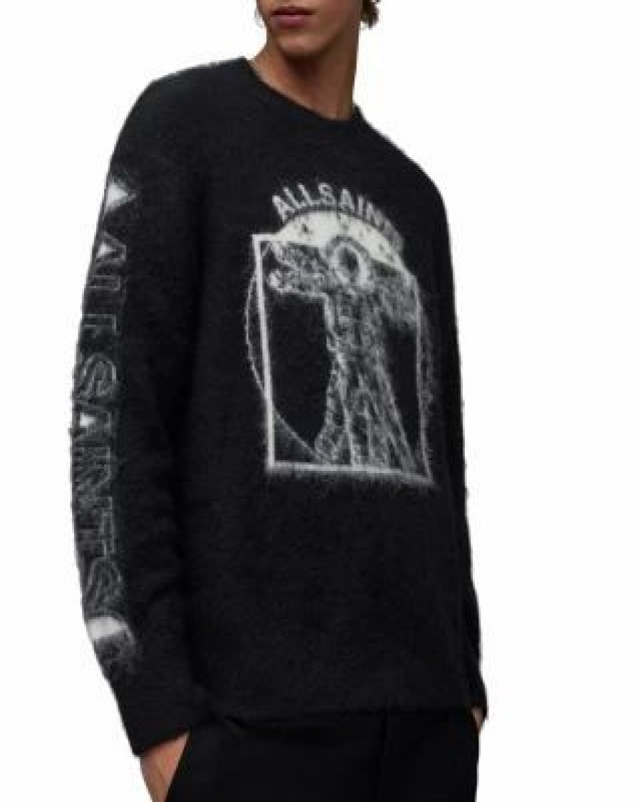 Men * | Insignia Crewneck Sweater Allsaints Black