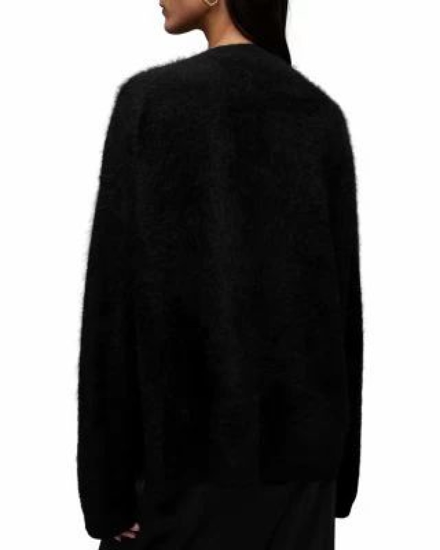 Women * | Rebel Crewneck Cashmere Sweater Allsaints Black