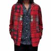 Men * | Carreaux Relaxed Fit Printed Long Sleeve Shirt Allsaints Red