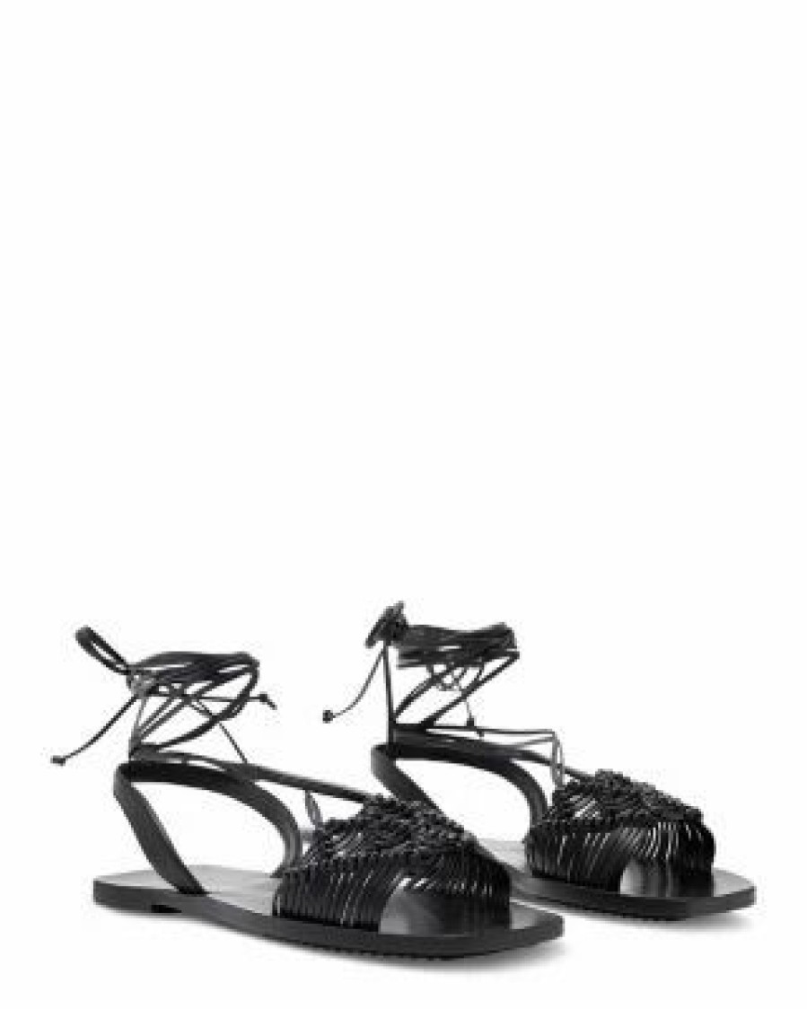 Shoes * | Women'S Donna Wrapping Ankle Tie Sandals Allsaints Black