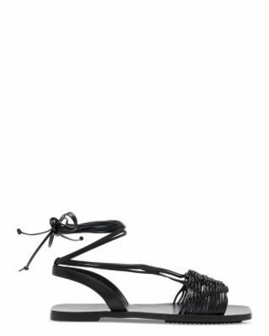 Shoes * | Women'S Donna Wrapping Ankle Tie Sandals Allsaints Black