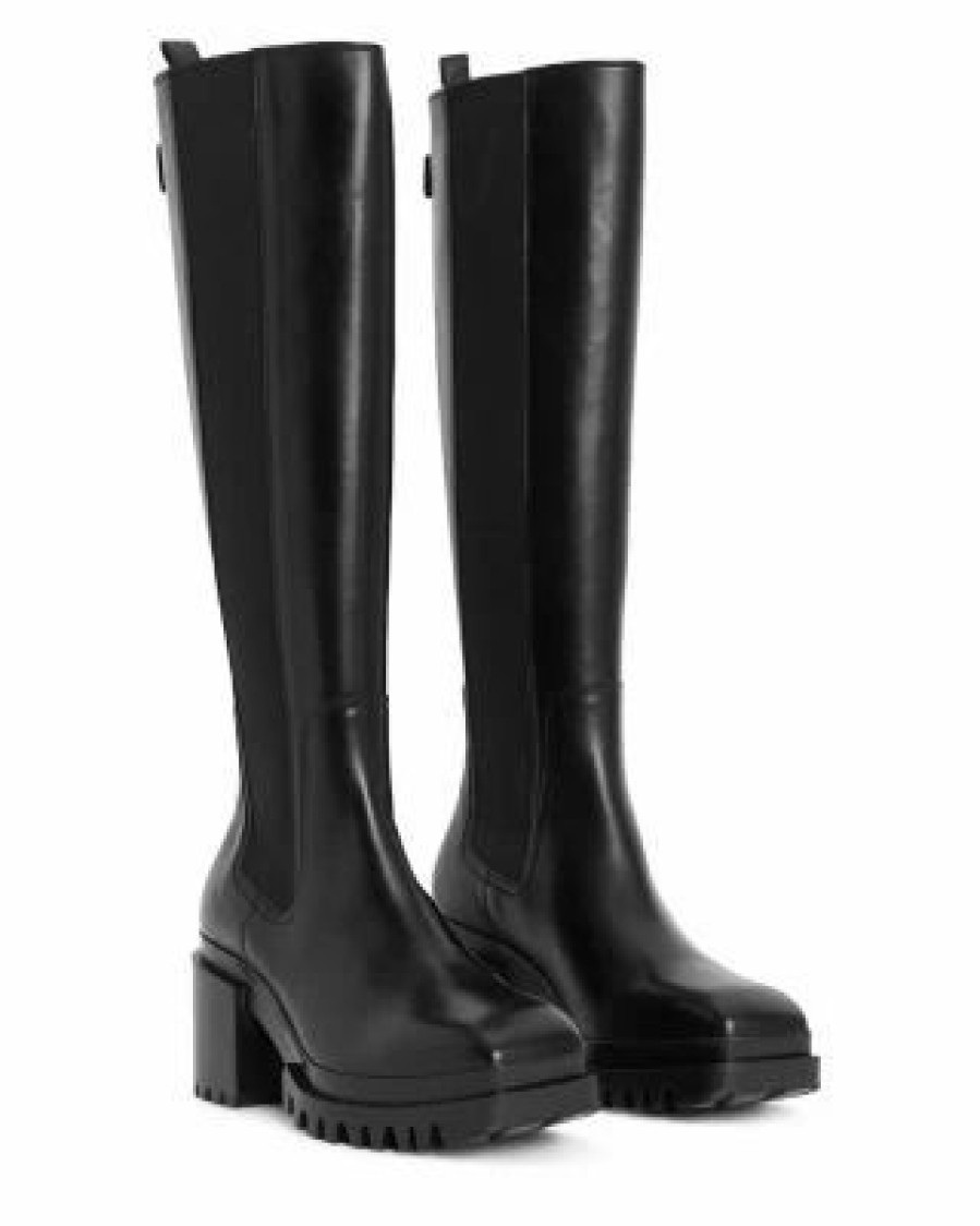 Shoes * | Women'S Natalia Pull On Tall Boots Allsaints Black