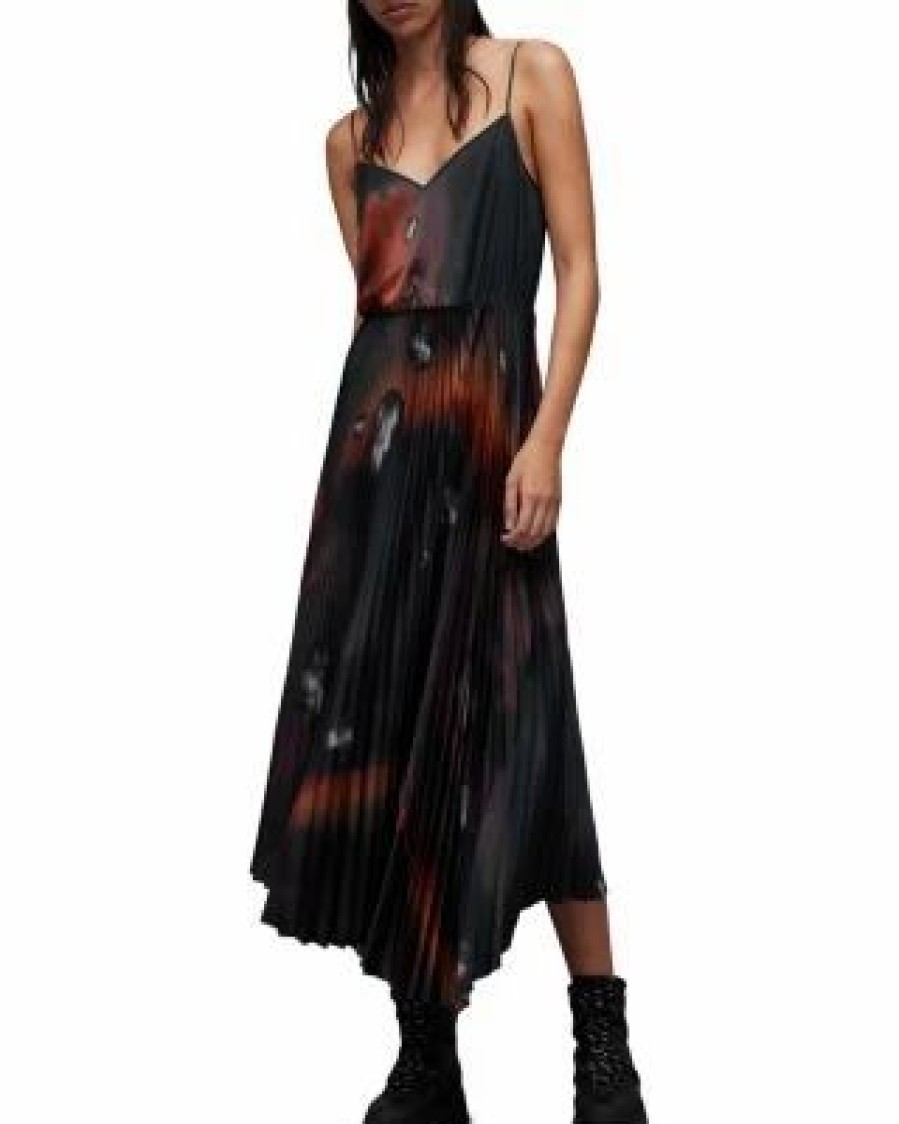 Women * | Leia Moonage 2-In-1 Pleated Dress & Sweater Allsaints Black