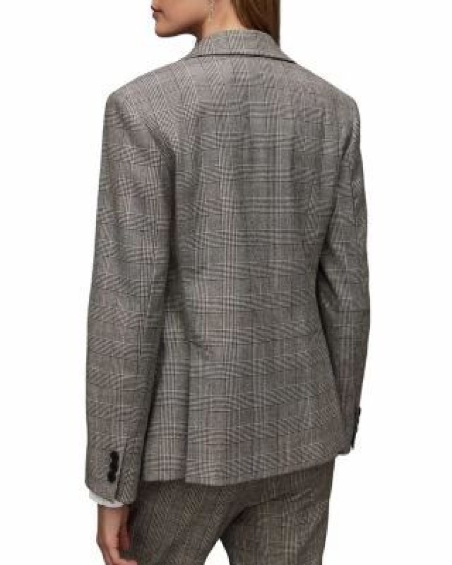 Women * | Bea Check Blazer Allsaints Gray