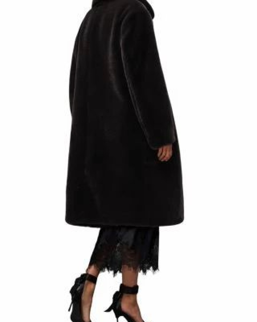 Women * | Sora Faux Fur Coat Allsaints Black