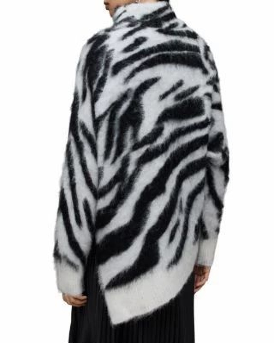 Women * | Lock Zebra Roll Neck Sweater Allsaints White