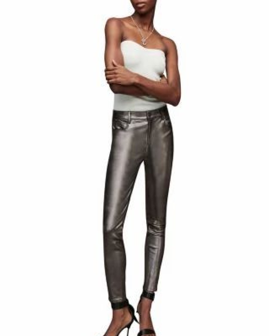 Women * | Ina Metallic Skinny Pants Allsaints Gray