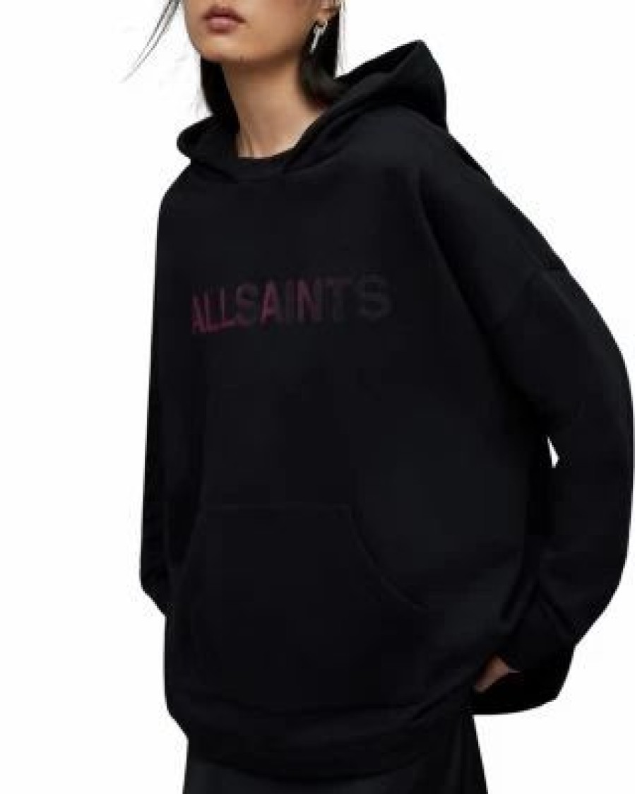 Women * | Shadow Etienne Logo Hoodie Allsaints Black