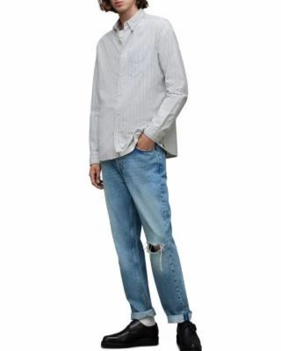 Men * | Hitcher Relaxed Fit Shirt Allsaints Gray