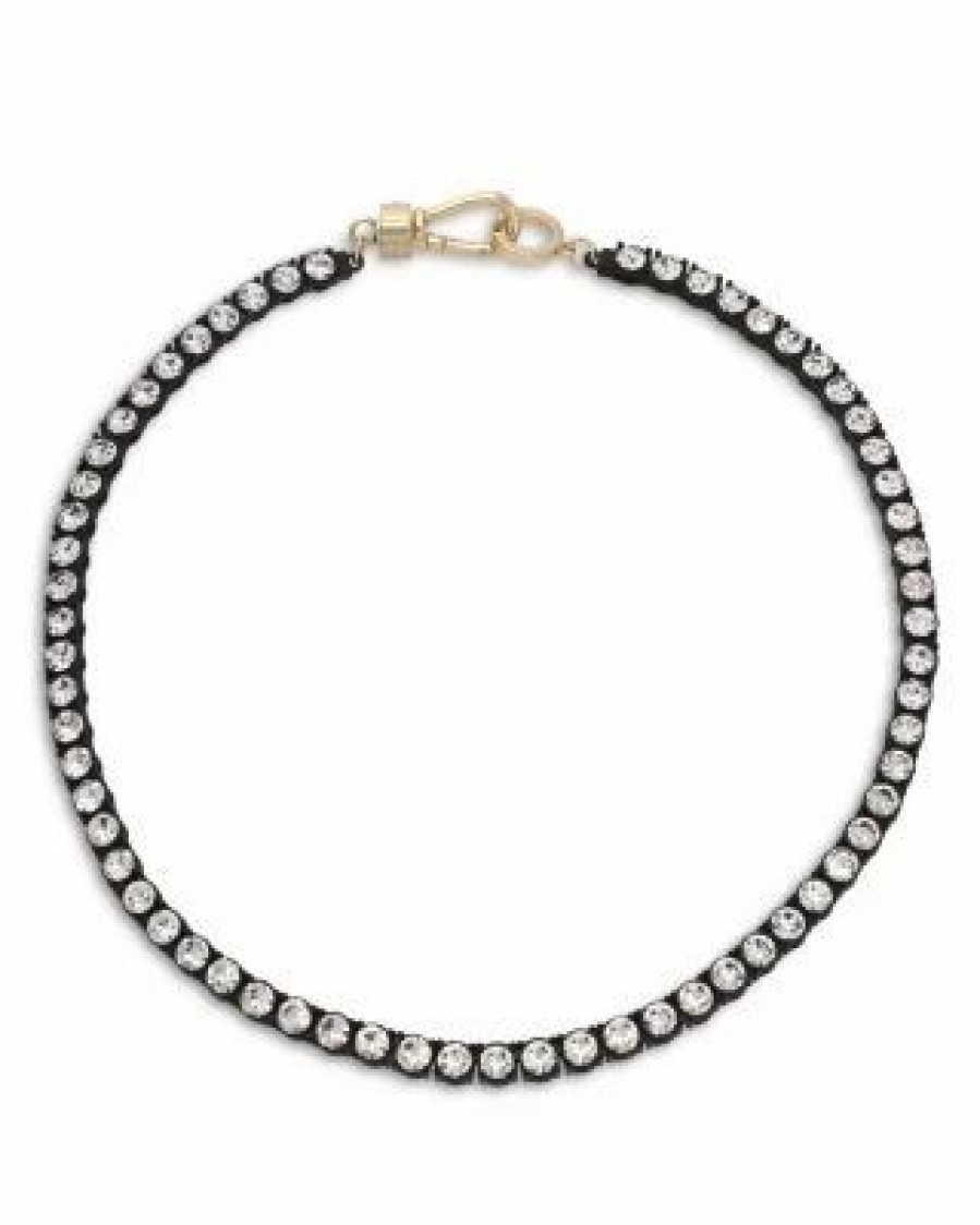 Accessory * | Crystal Tennis Necklace, 15.5 Allsaints Black