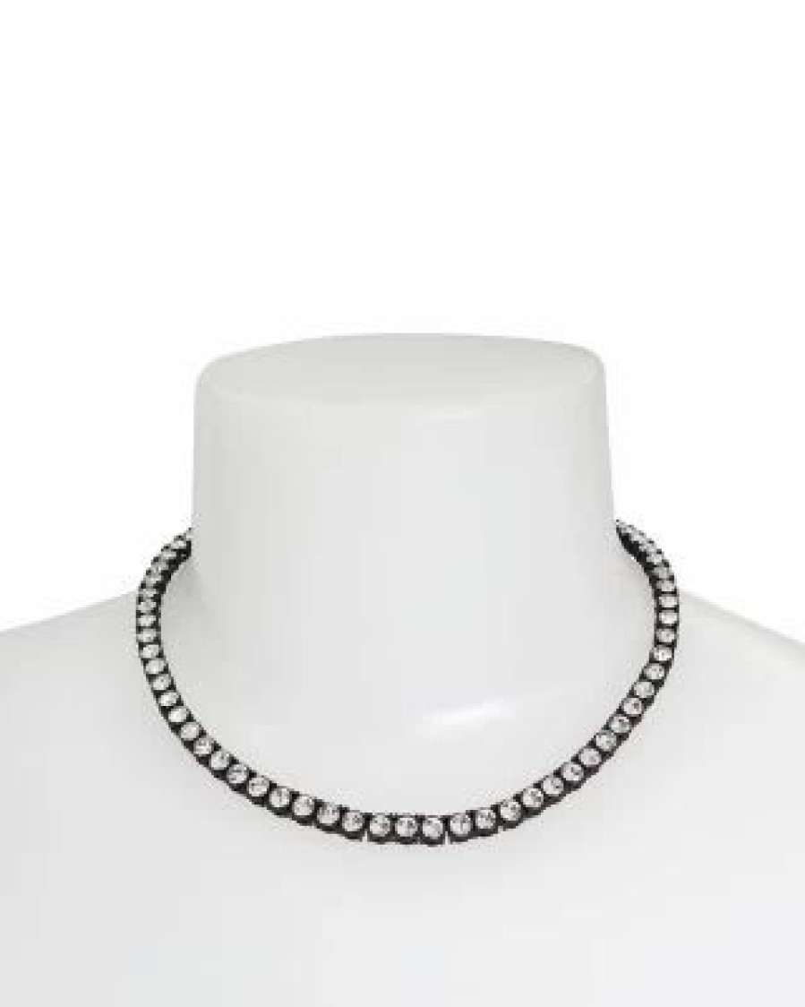 Accessory * | Crystal Tennis Necklace, 15.5 Allsaints Black