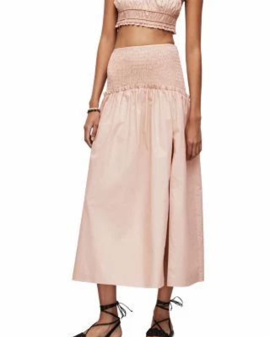 Women * | Alex Smocked Maxi Skirt Allsaints Pink