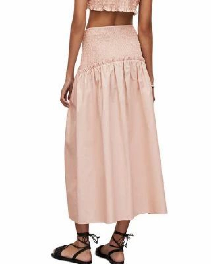 Women * | Alex Smocked Maxi Skirt Allsaints Pink