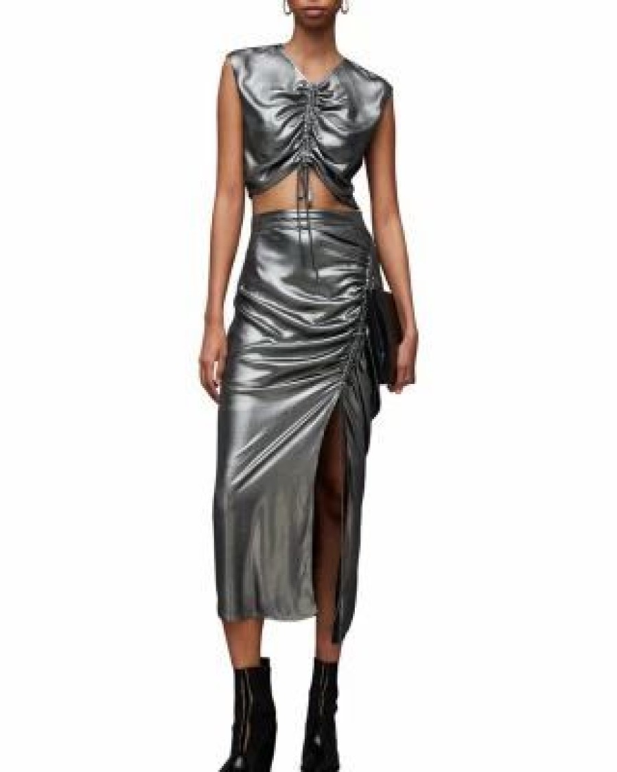 Women * | Carla Metallic Top Allsaints Silver