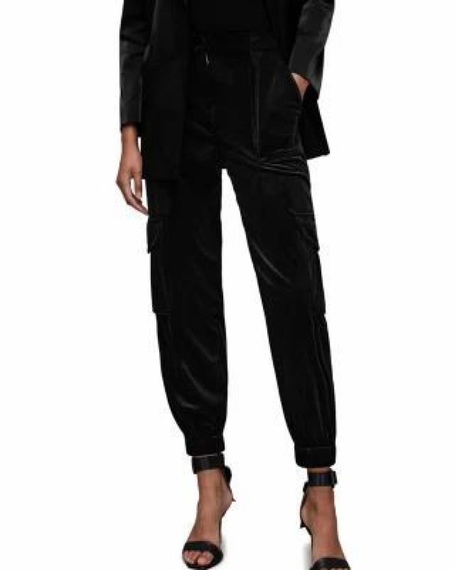 Women * | Frieda Velvet Trousers Allsaints Black