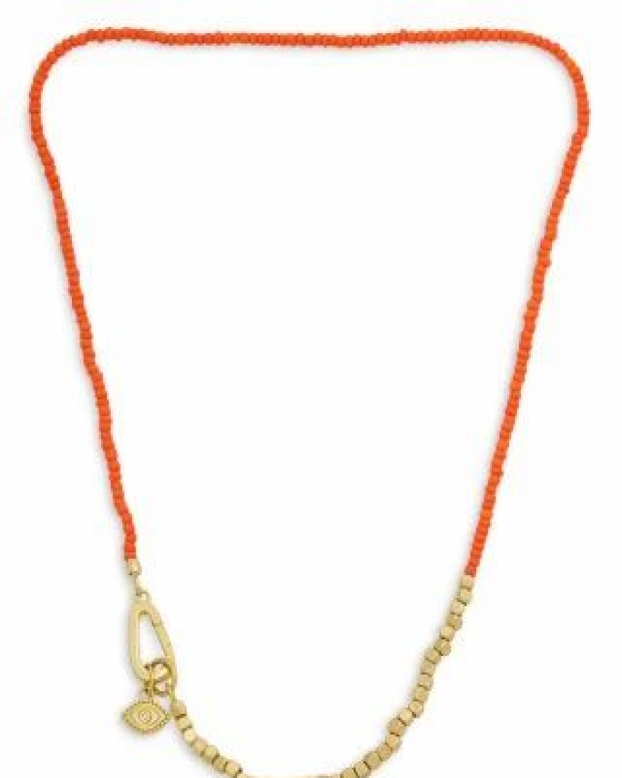 Accessory * | Mixed Bead Collar Necklace In Gold Tone, 16 Allsaints Orange