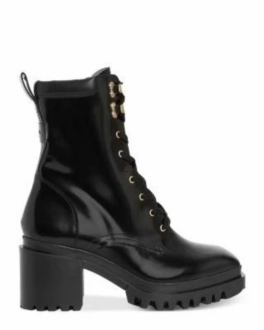 Shoes * | Women'S Indigo Lace Up High Heel Boots Allsaints Black