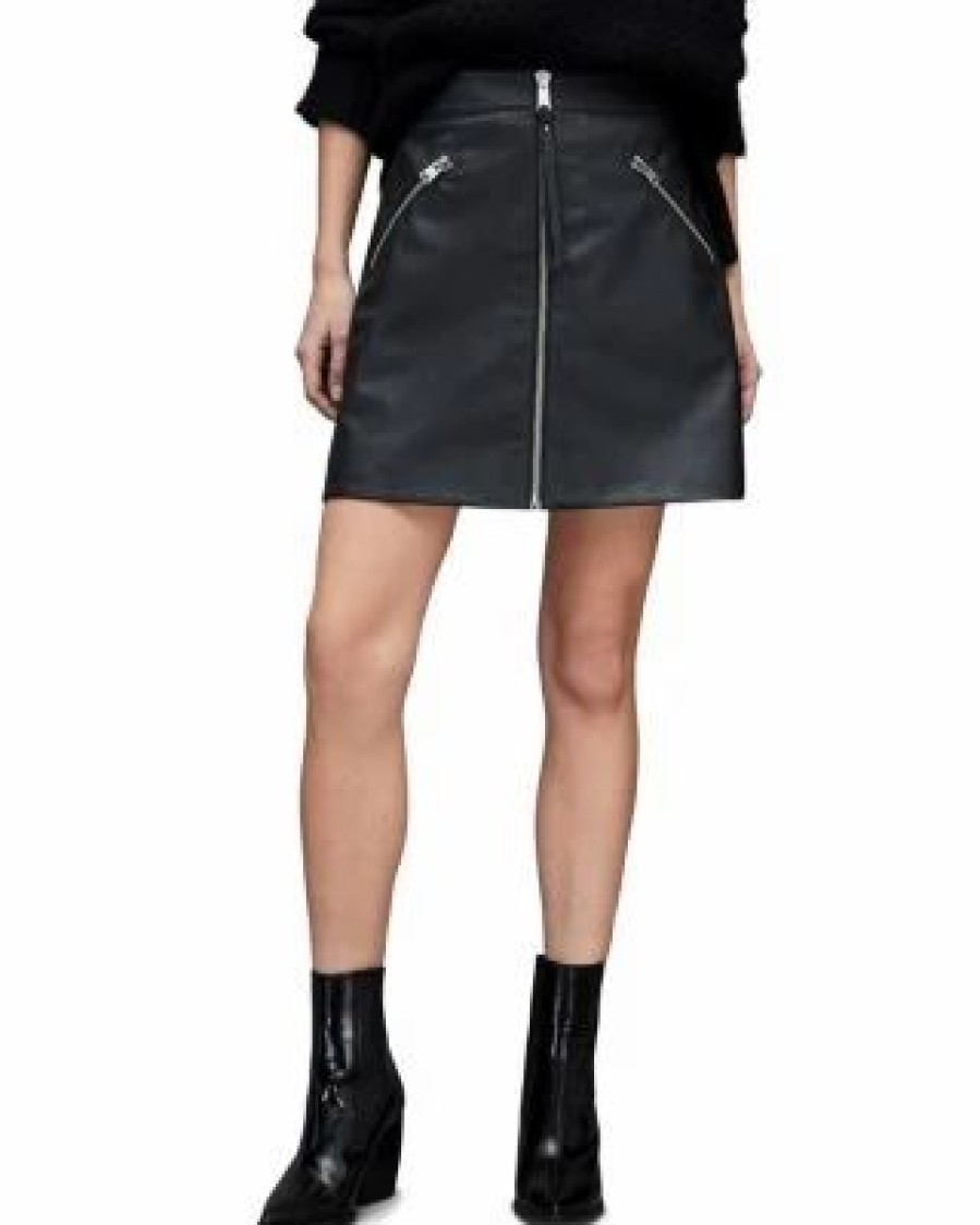 Women * | Piper Faux Leather Skirt Allsaints Black