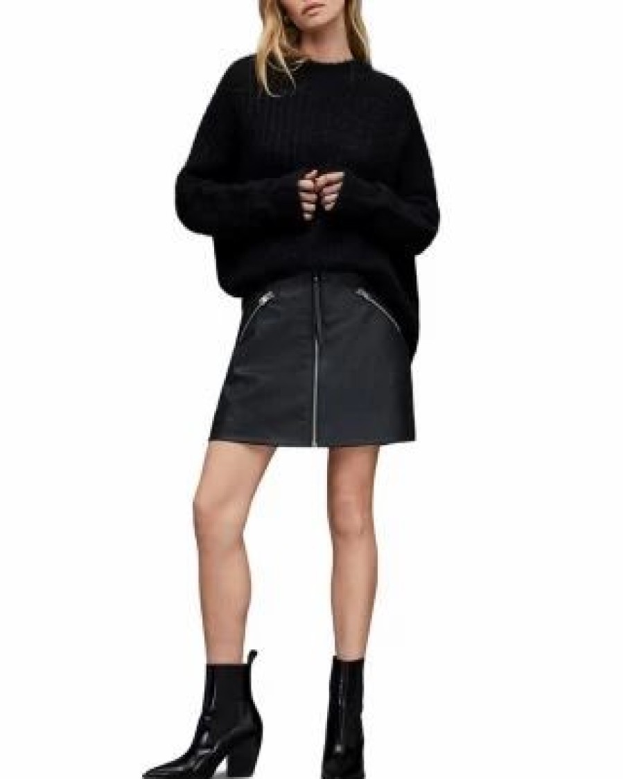 Women * | Piper Faux Leather Skirt Allsaints Black