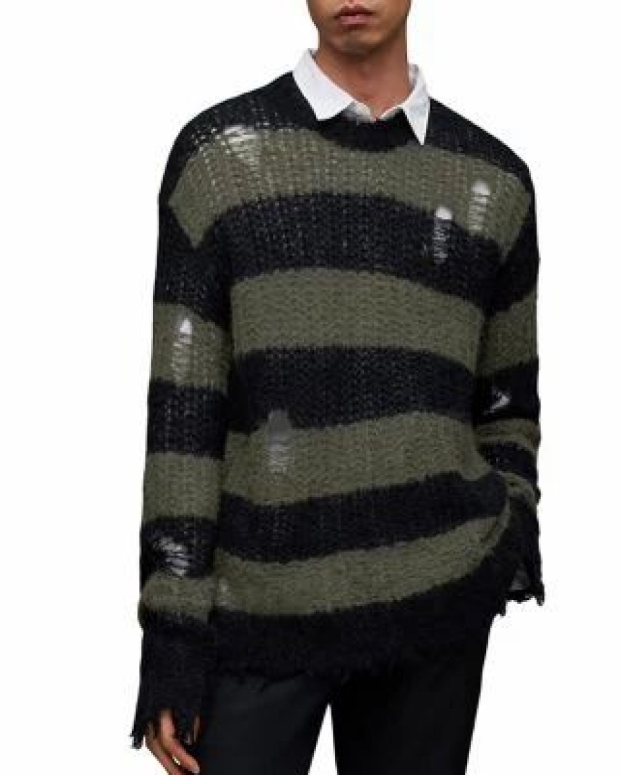 Men * | Sid Destructed Crewneck Sweater Allsaints Multi