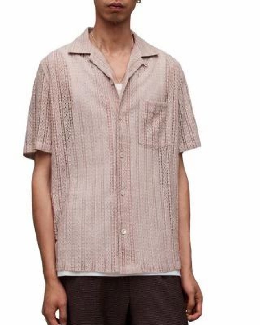 Men * | Cala Relaxed Fit Short Sleeve Camp Shirt Allsaints