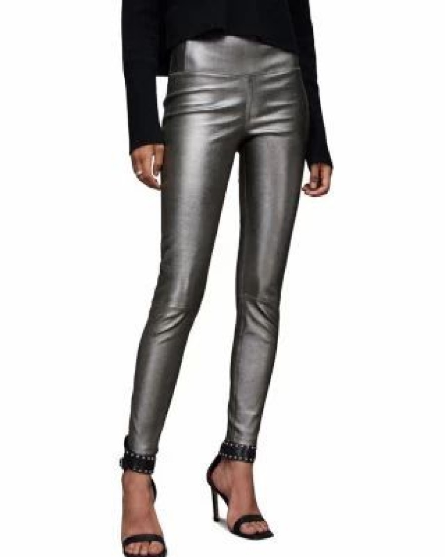 Women * | Cora Leather Foil Leggings Allsaints Gray