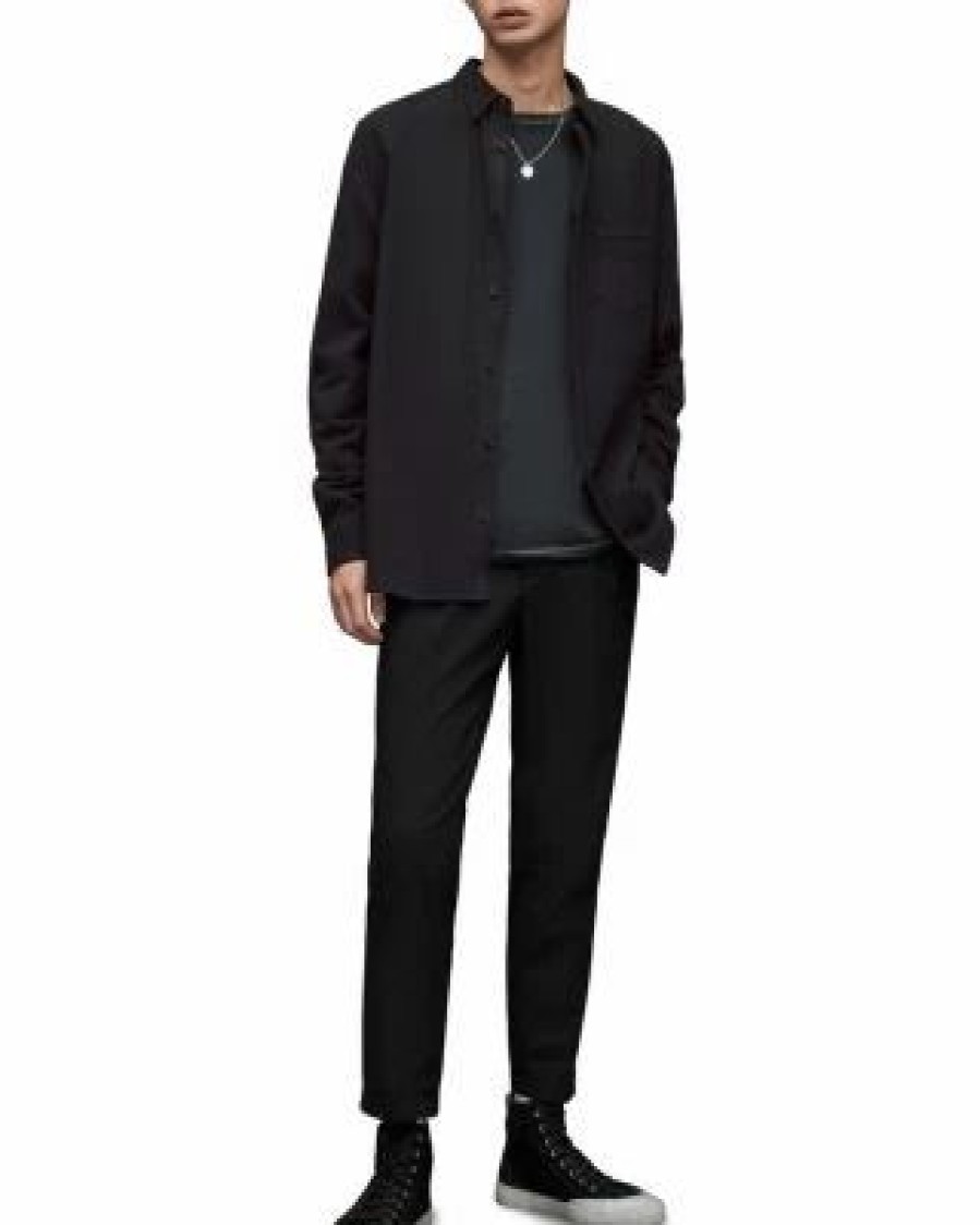 Men * | Arden Relaxed Fit Long Sleeve Shirt Allsaints Black