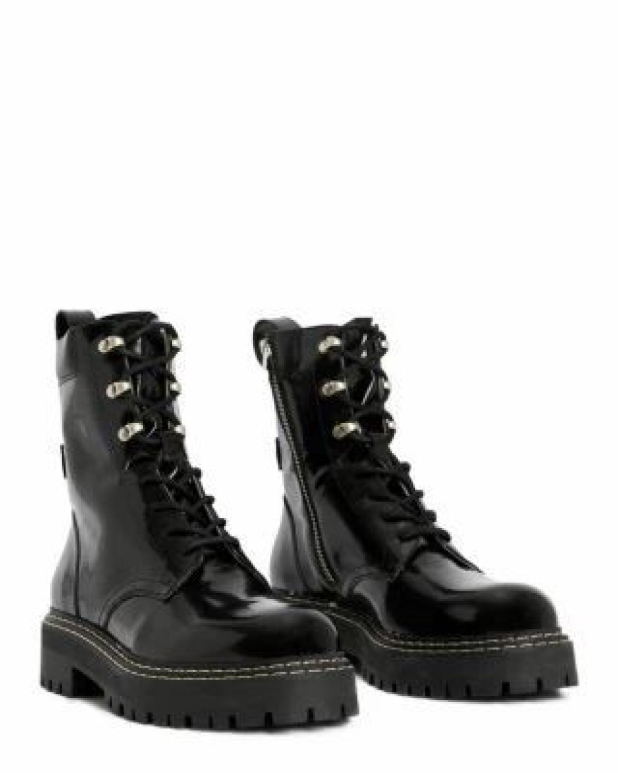 Shoes * | Women'S Heidi Lace Up Combat Boots Allsaints Black