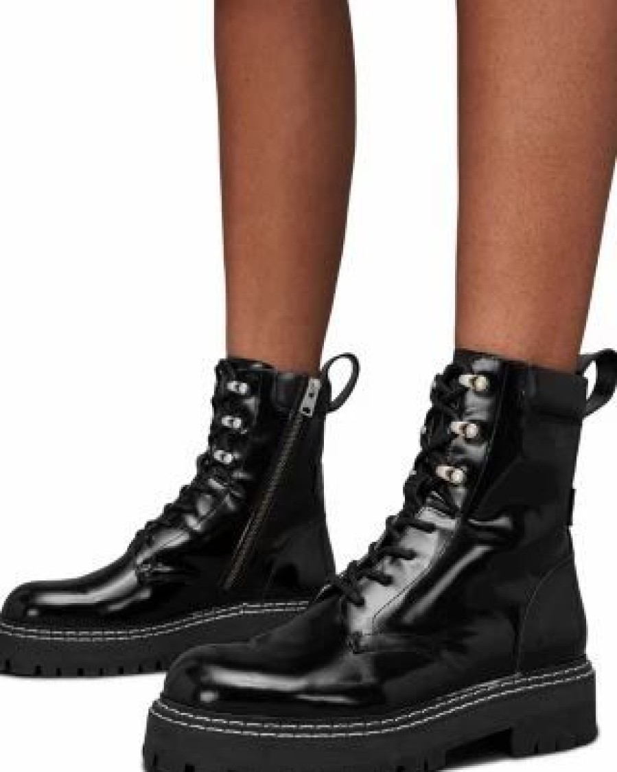 Shoes * | Women'S Heidi Lace Up Combat Boots Allsaints Black