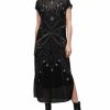 Women * | Etta Embellished Side Slit Dress Allsaints Black