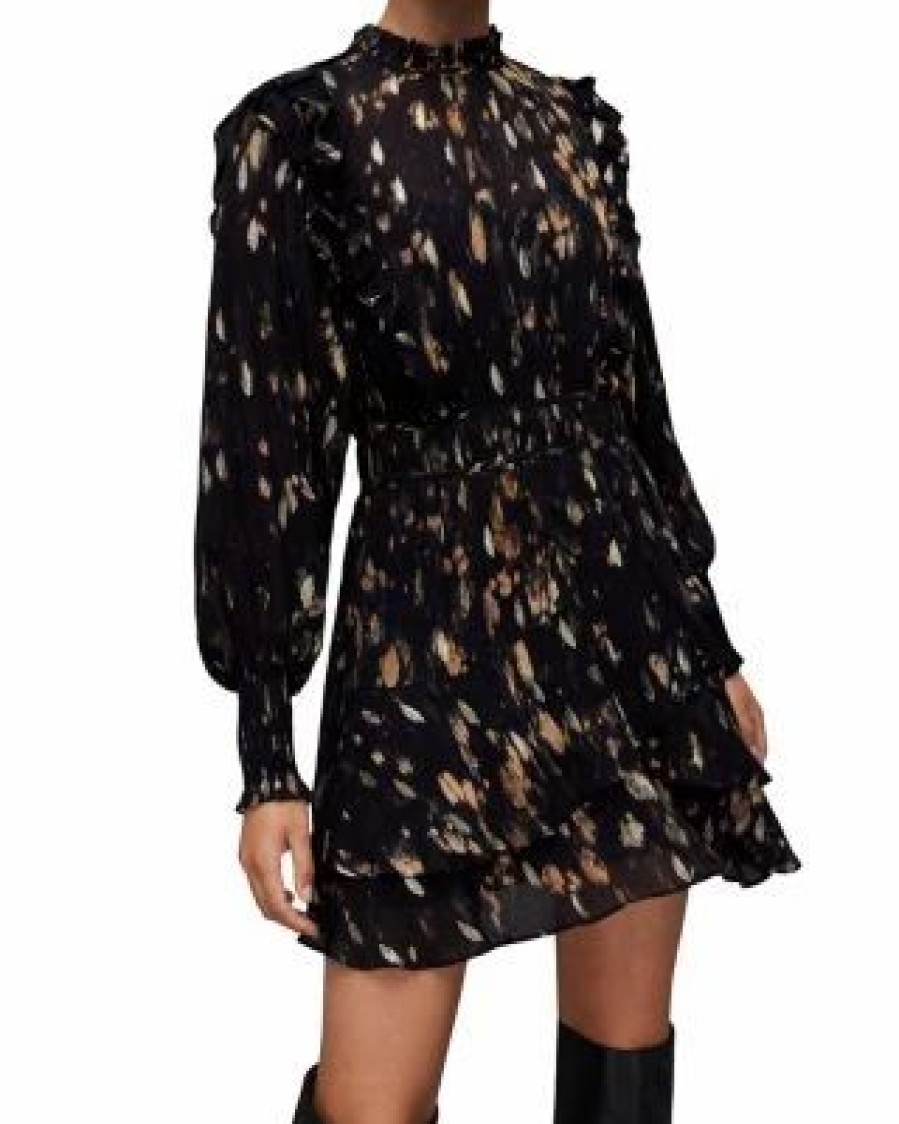 Women * | Tulia Ronnie Ruffle Dress Allsaints Black