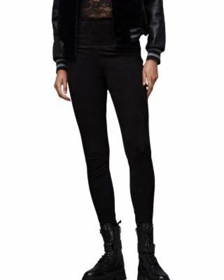 Women * | Cora Suede Leggings Allsaints Black