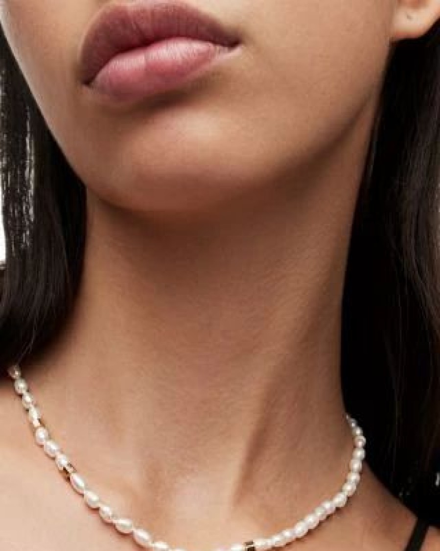 Accessory * | Cultured Freshwater Pearl Collar Necklace, 17 Allsaints White