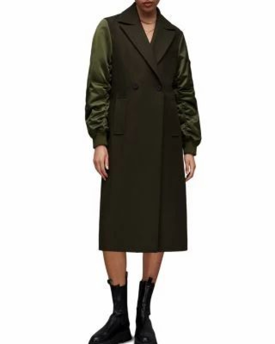 Women * | Paulah Mixed Media Coat Allsaints