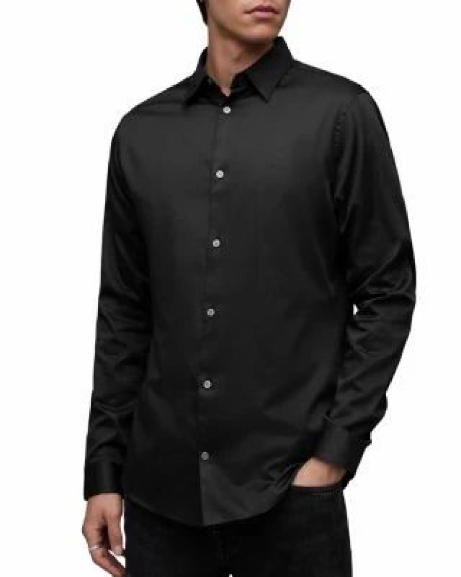 Men * | Simmons Cotton Button Down Shirt Allsaints