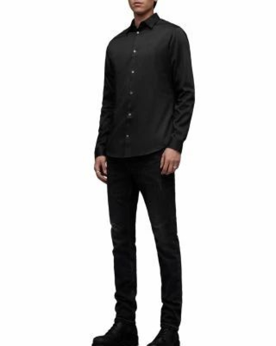 Men * | Simmons Cotton Button Down Shirt Allsaints