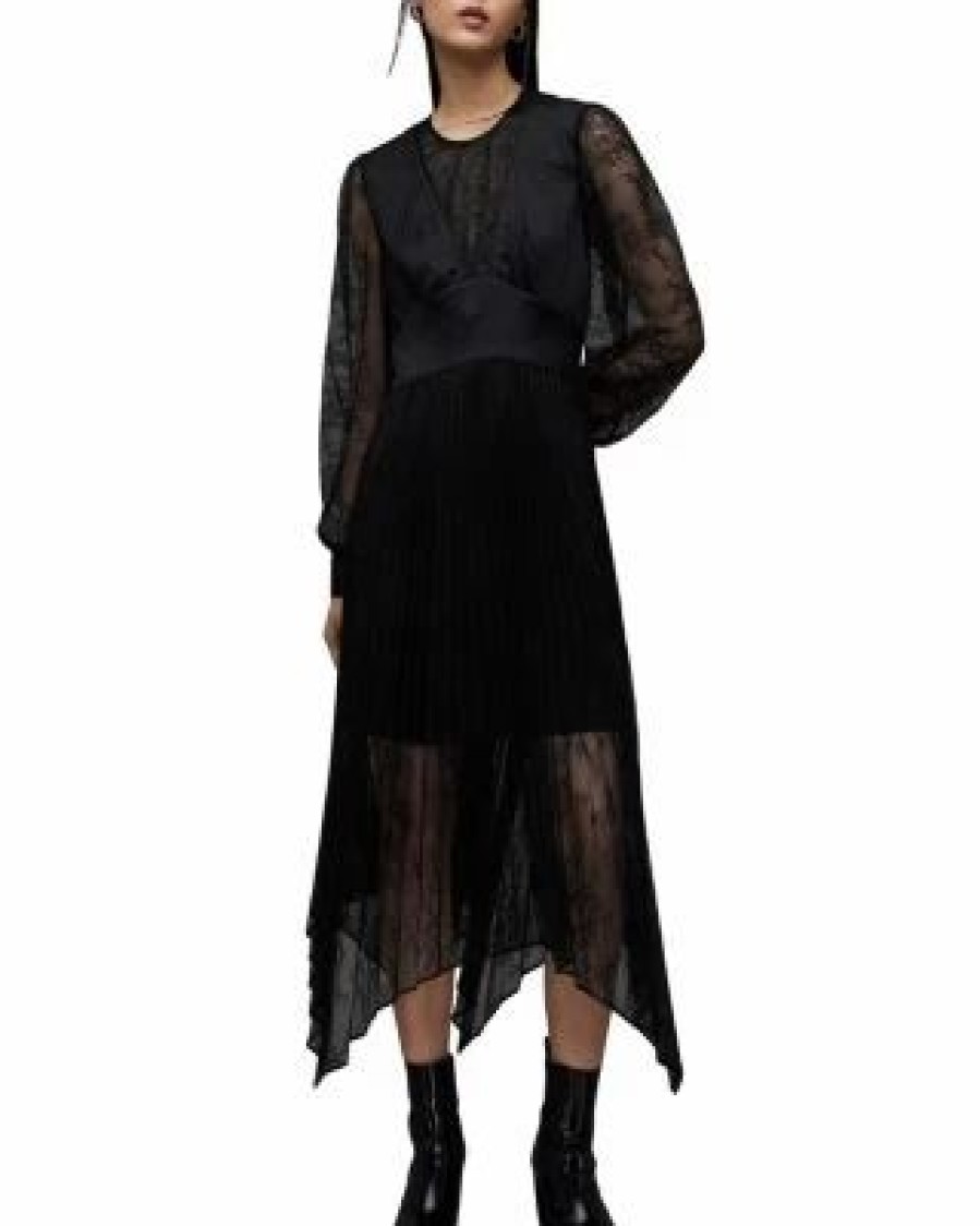 Women * | Norah Lace Dress Allsaints Black