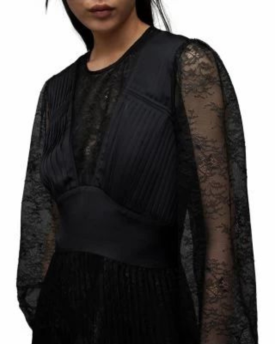 Women * | Norah Lace Dress Allsaints Black