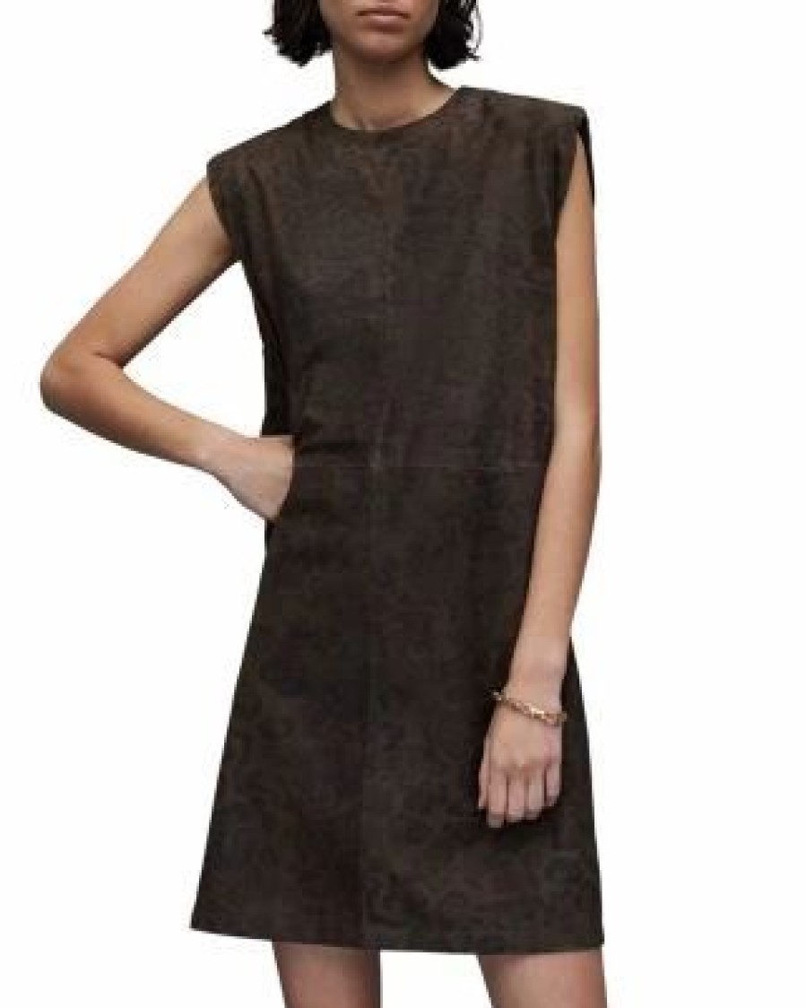 Women * | Mika Leo Leather Dress Allsaints Brown