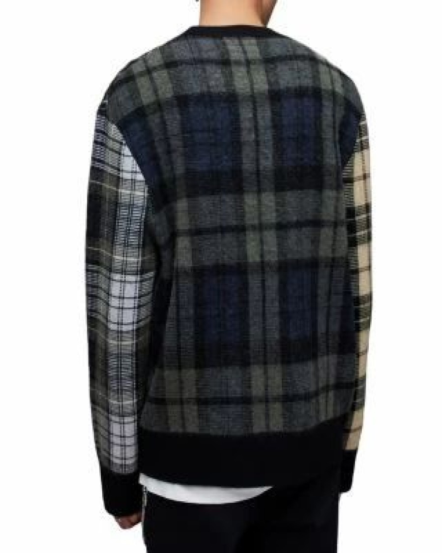 Men * | Ness Oversized Mixed Pattern Crewneck Sweater Allsaints Multi