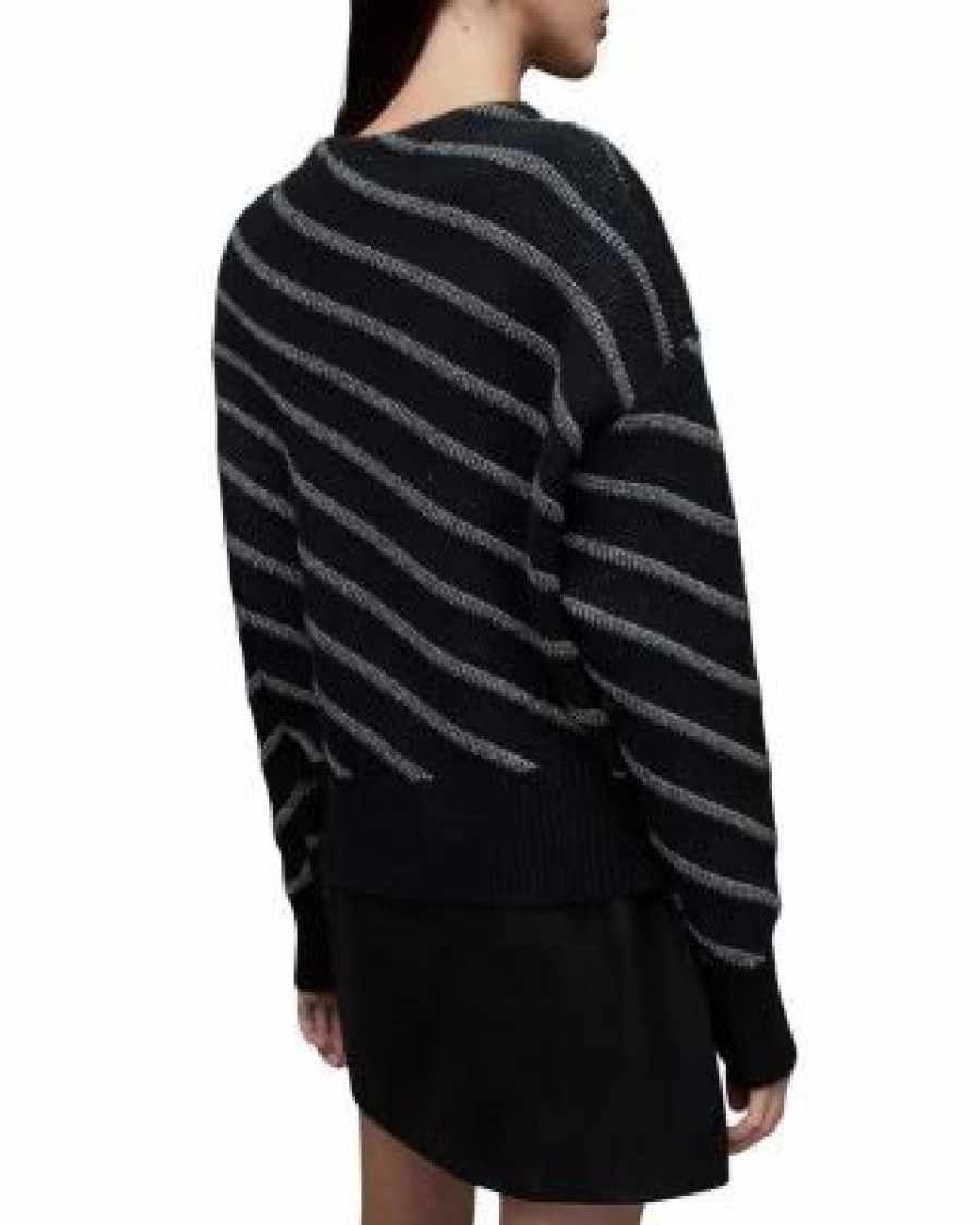 Women * | Vega Diagonal Stripe Sweater Allsaints Black