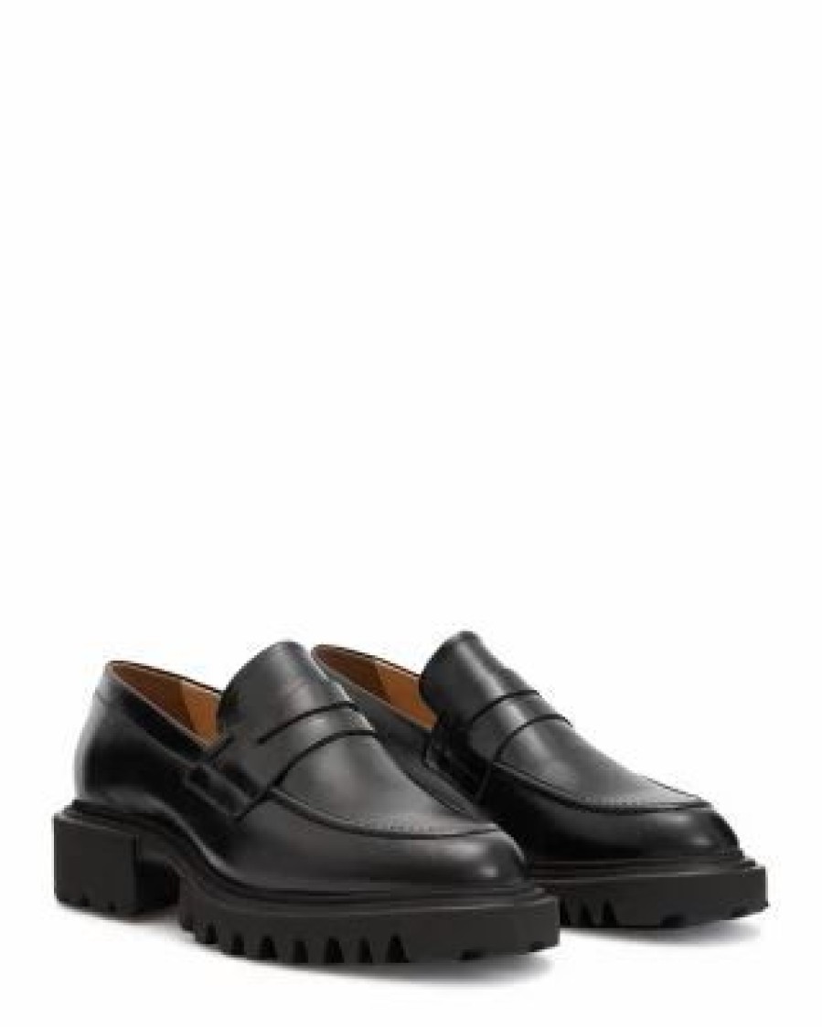 Shoes * | Women'S Lola Slip On Penny Loafer Flats Allsaints Black