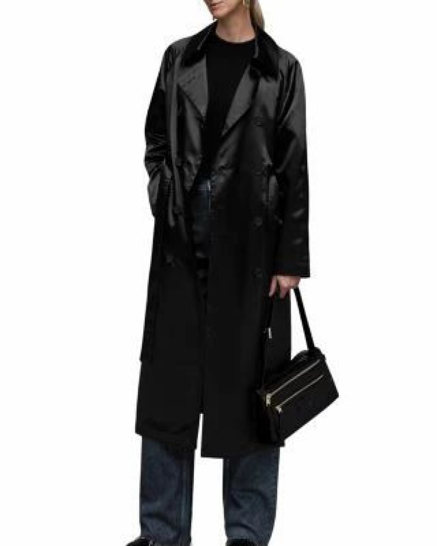 Women * | Elltee Toni Trench Coat Allsaints Black