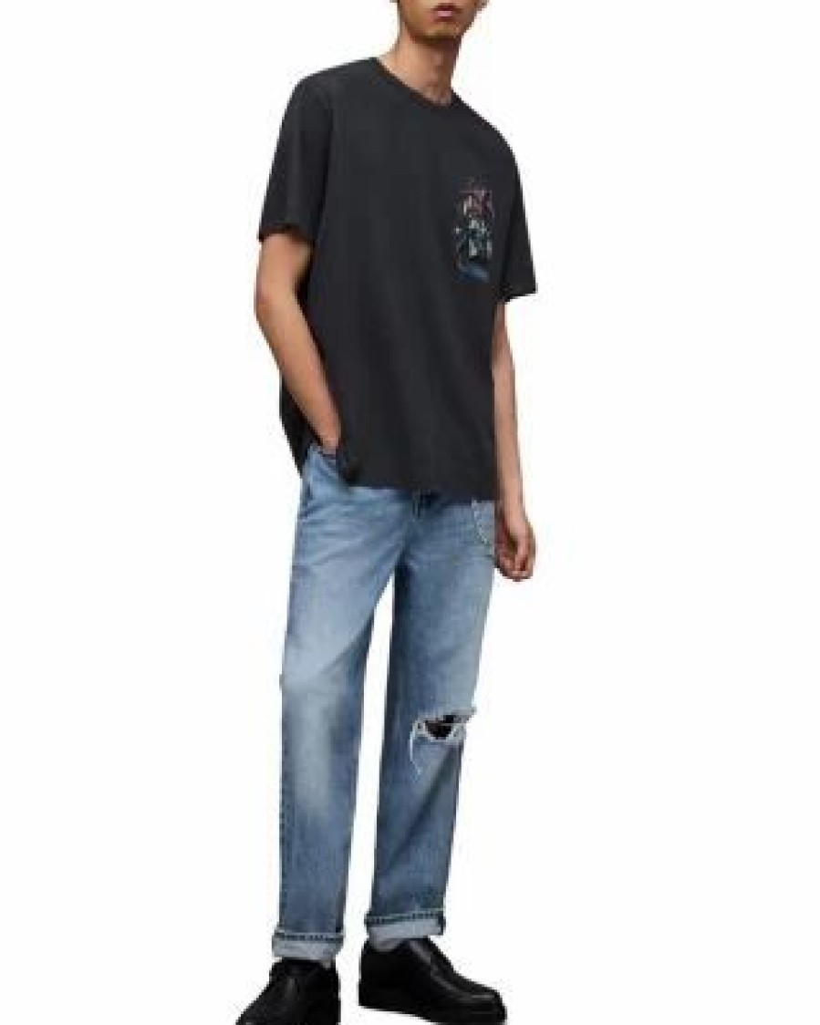 Men * | Space Dragon Cotton Tee Allsaints Black