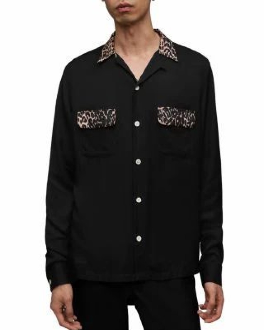 Men * | Reserve Long Sleeve Shirt Allsaints Black