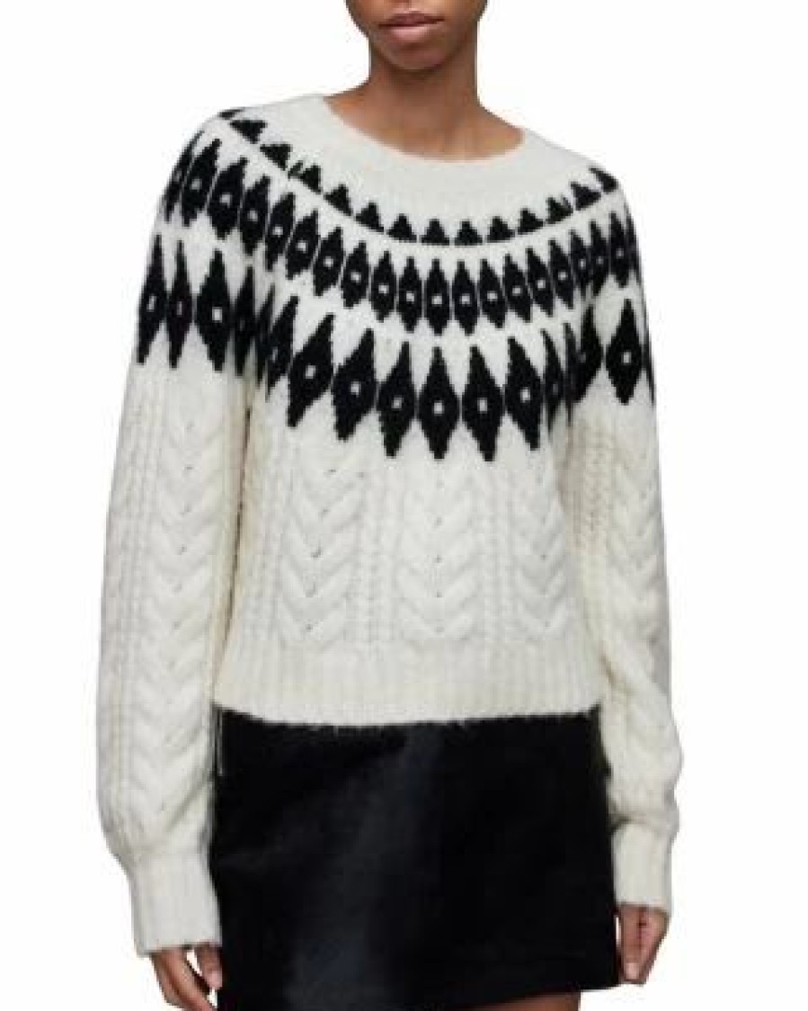 Women * | Larson Cable Knit Crewneck Sweater Allsaints White