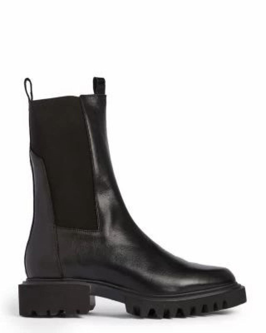 Shoes * | Women'S Hallie Stretch Mid Calf Boots Allsaints Black