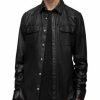 Men * | Ivan Leather Snap Shirt Allsaints Black