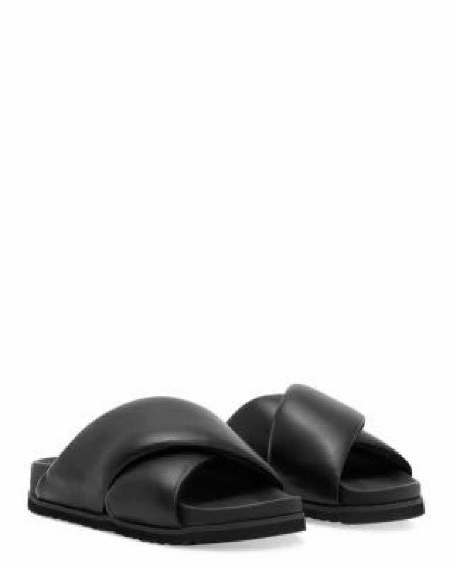 Shoes * | Women'S Saki Crossband Slide Sandals Allsaints Black