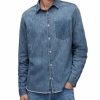 Men * | Solar Long Sleeve Denim Shirt Allsaints Blue